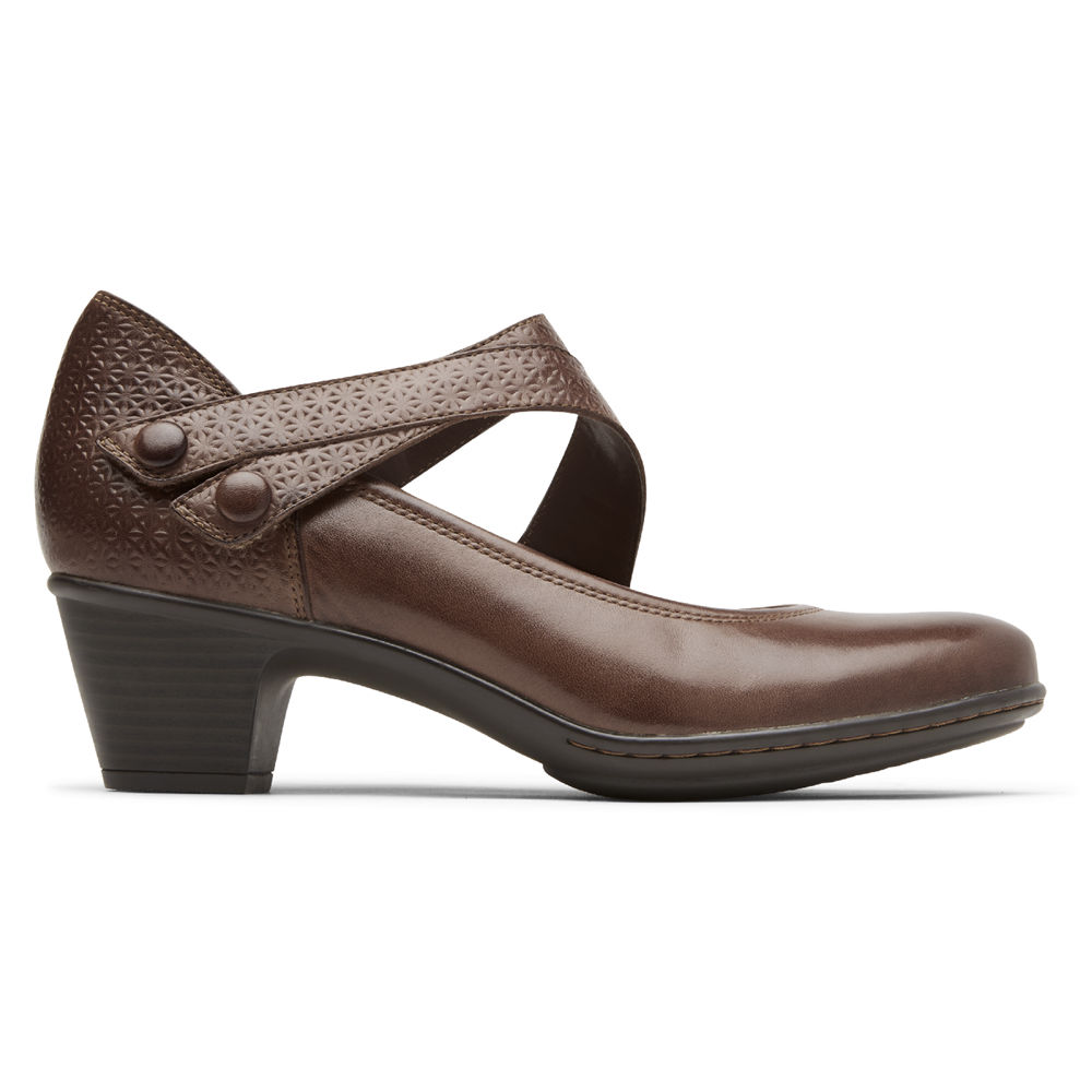 Rockport Womens Cobb Hill Kailyn Asymmetrical Mary Jane - Wedges Brown - DGX873045